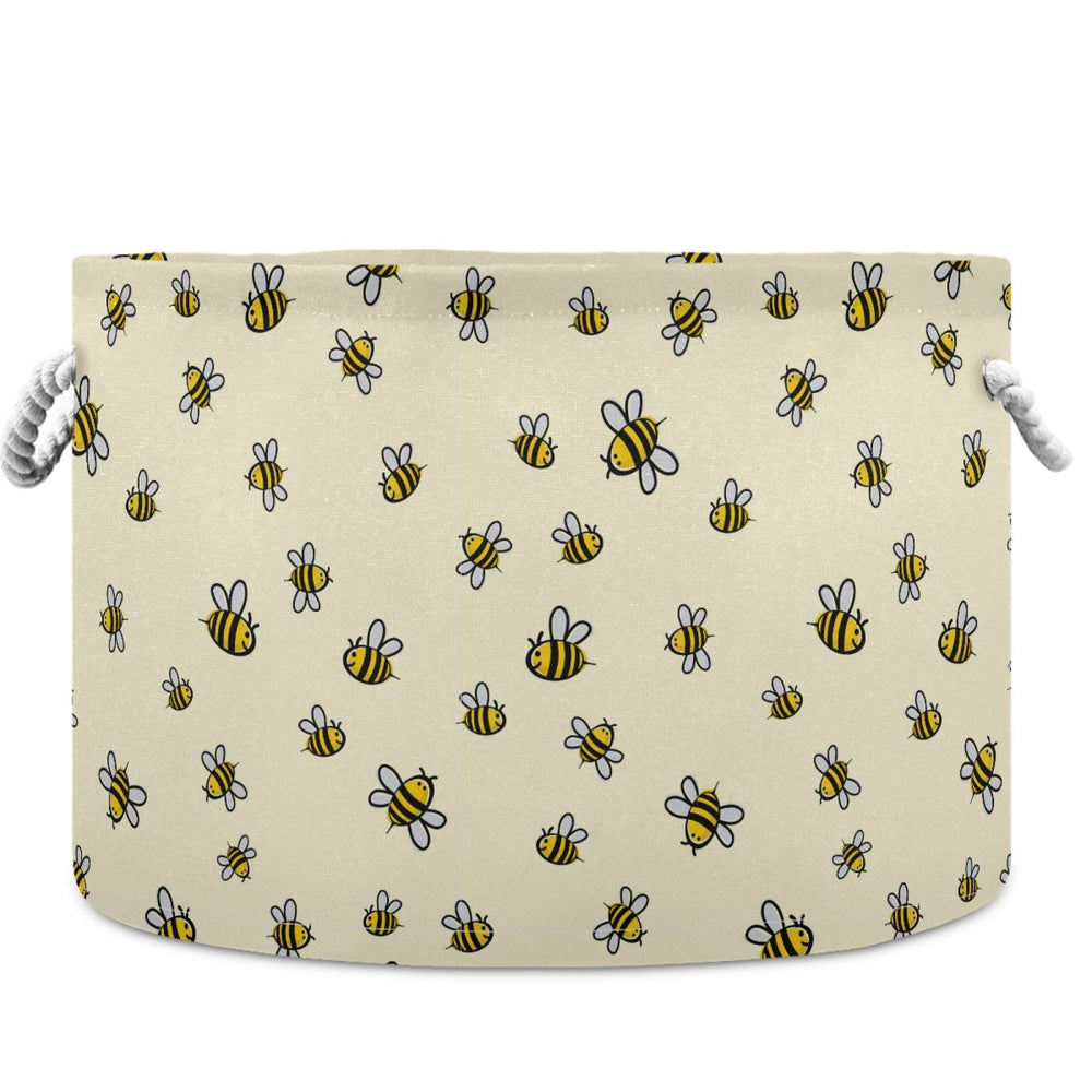 Visesunny bee pattern basket helps nursery plush toys stay organized