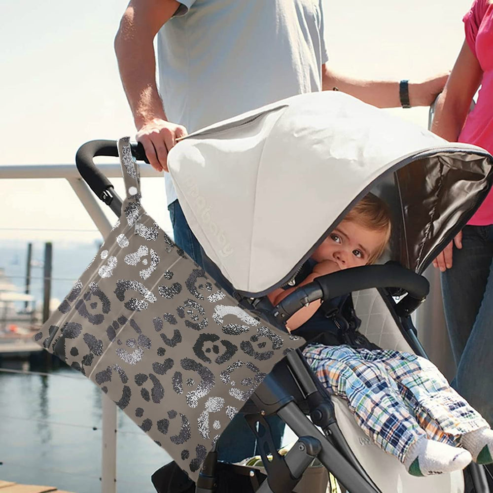 Visesunny leopard texture wet bag with foil finish for separating wet items.