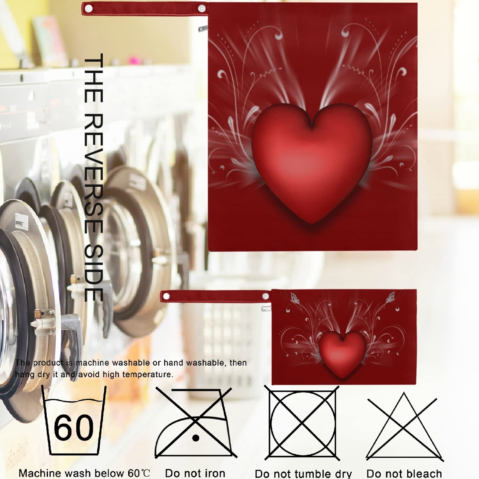 Visesunny Love Heart wet bag holds dirty clothes in a separate compartment