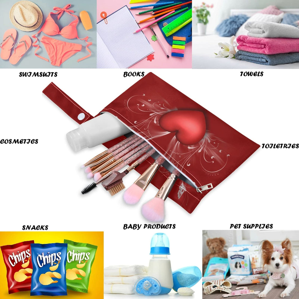 Visesunny Love Heart wet bag with stroller snap handle for easy on-the-go attachment