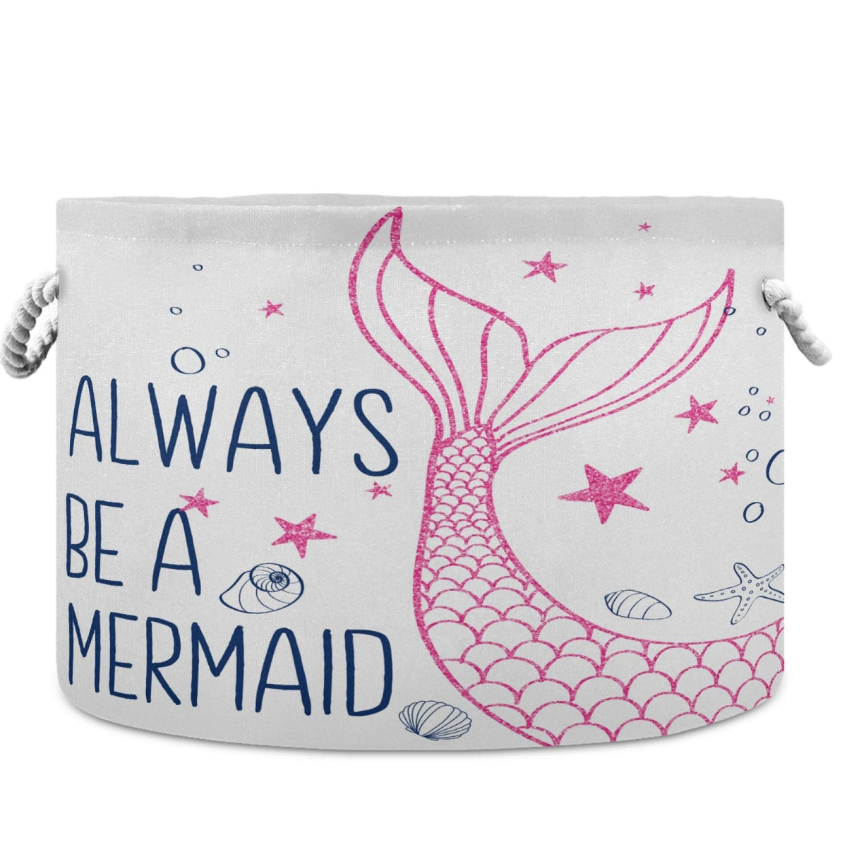 Visesunny Mermaid Tail Nursery Basket collapsible design for easy toy and blanket storage