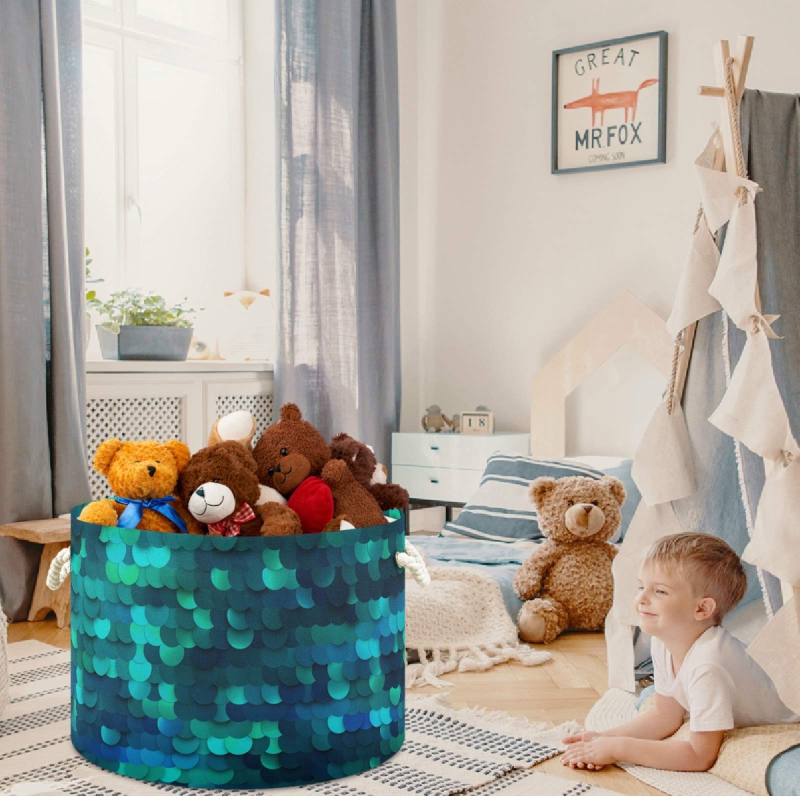 Visesunny multi-purpose canvas bin suited for nursery and playroom organization.