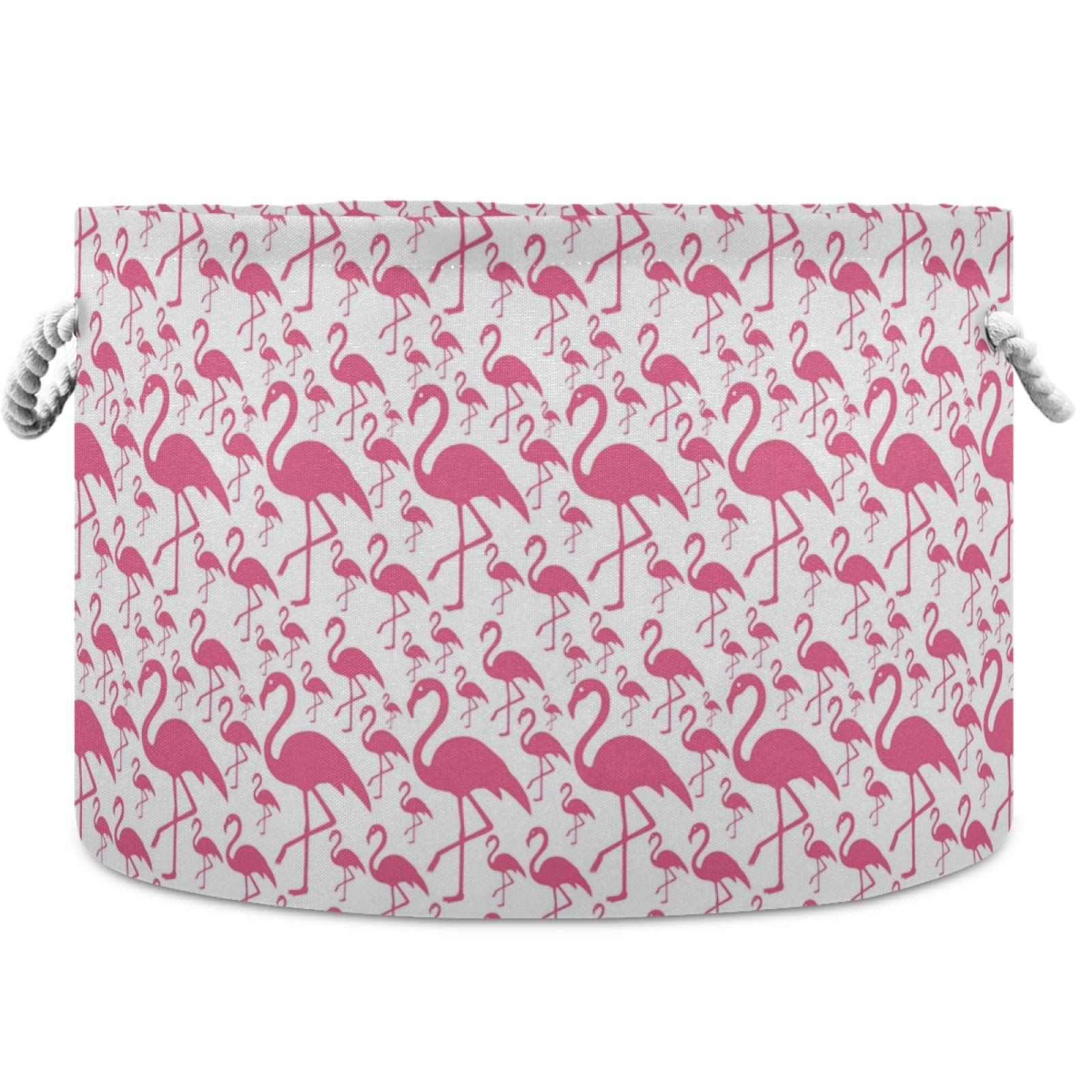 Visesunny pink flamingo collapsible basket for space-saving storage of blankets and toys.