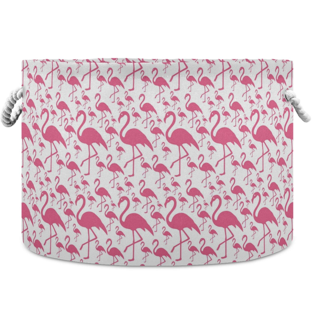 Visesunny pink flamingo collapsible basket for space-saving storage of blankets and toys.