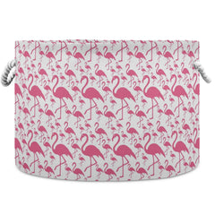 Visesunny pink flamingo collapsible basket for space-saving storage of blankets and toys.