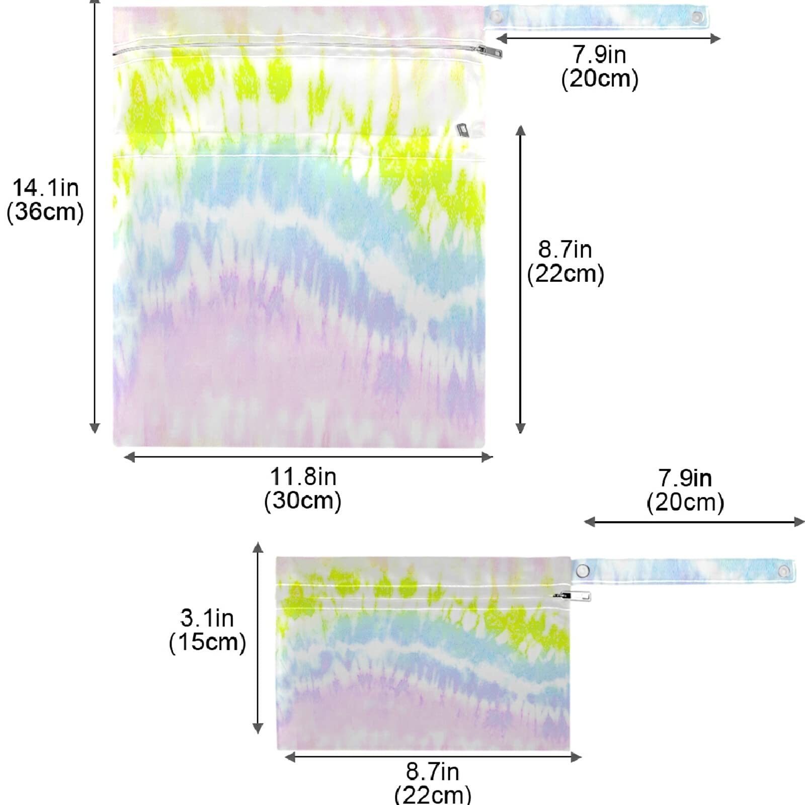 Visesunny Rainbow Ink Wet Bag travel-use in tote or diaper bag.