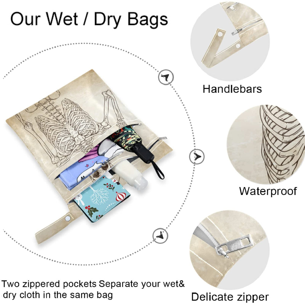 Visesunny Skeleton wet bag for beach days keeps swimsuits separate from dry items.