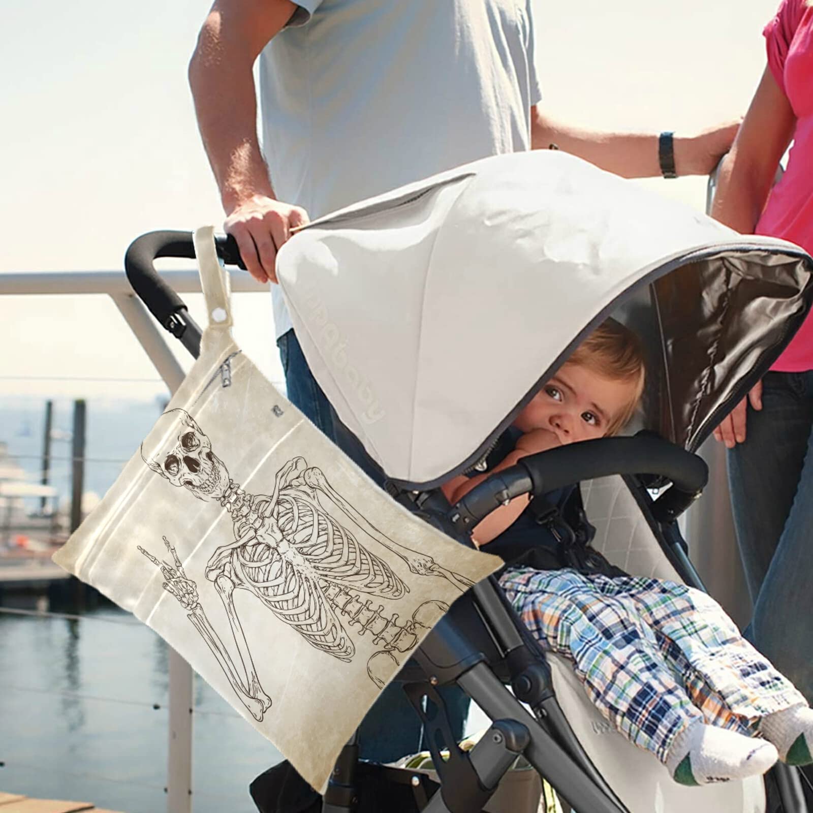 Visesunny Skeleton Wet Bag small for compact organization of toiletries or diapers.