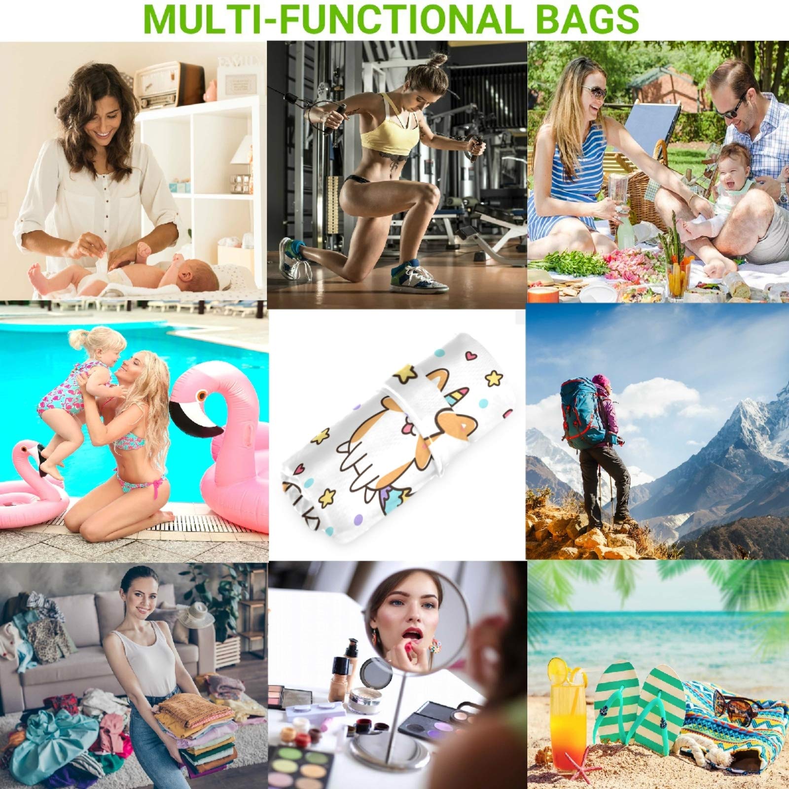 Visesunny small bag 8.7 by 5.9 inches ideal for toiletries and spare clothes.