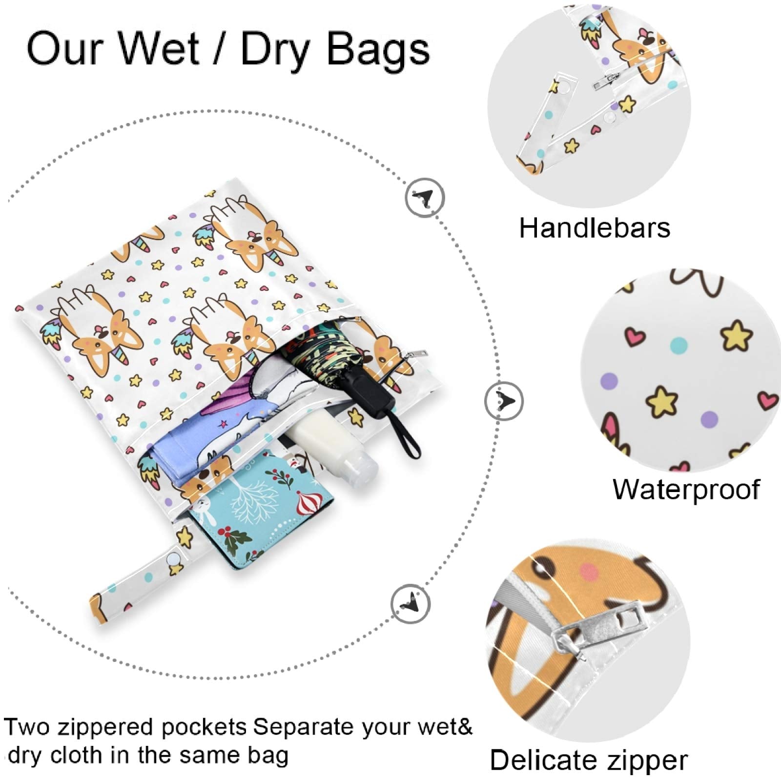 Visesunny snap-handle design for attaching the bag to a stroller or diaper bag.