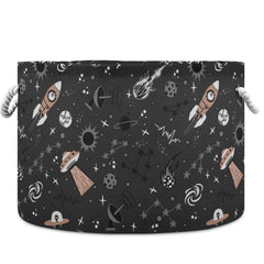 Visesunny spaceship star basket with cotton handles for large blankets and toys storage