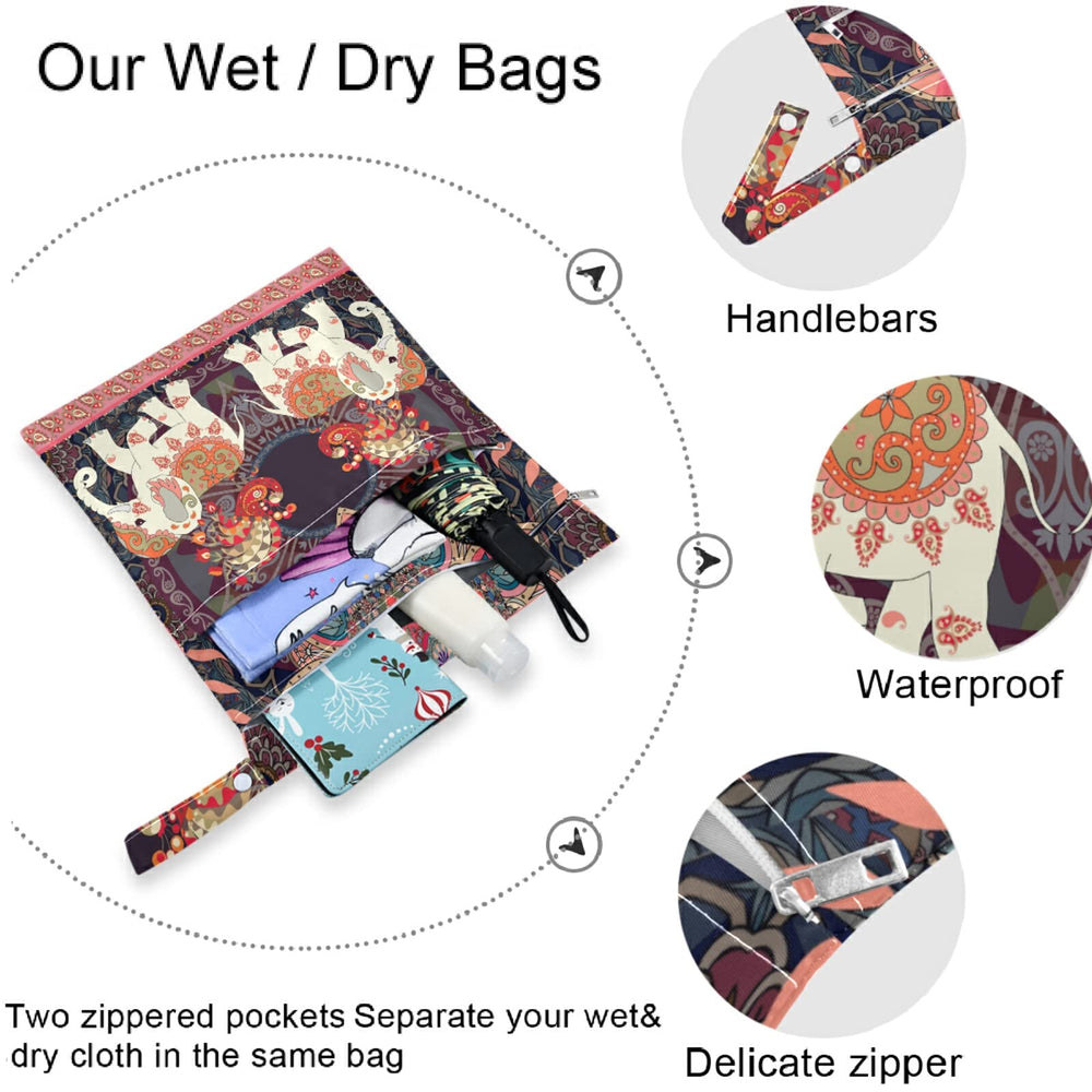 Visesunny Stroller Attachment Wet Bag easily snaps to a stroller.