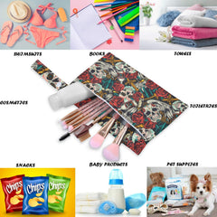 Visesunny Sugar Skull Red Rose wet bag attached to stroller with snap handle for on the go