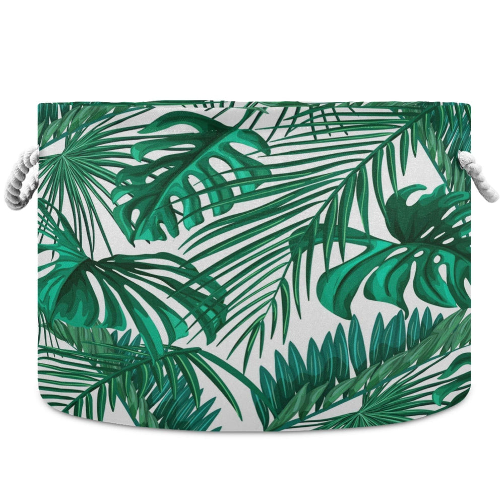 Visesunny tropical palm leaf nursery hamper for toys and blankets.