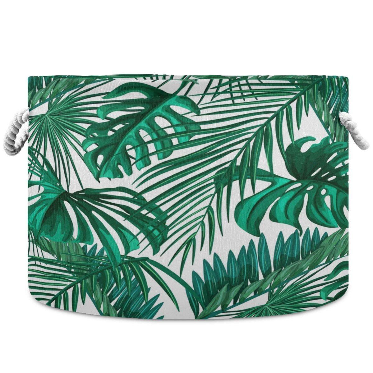 Visesunny tropical palm leaf nursery hamper for toys and blankets.