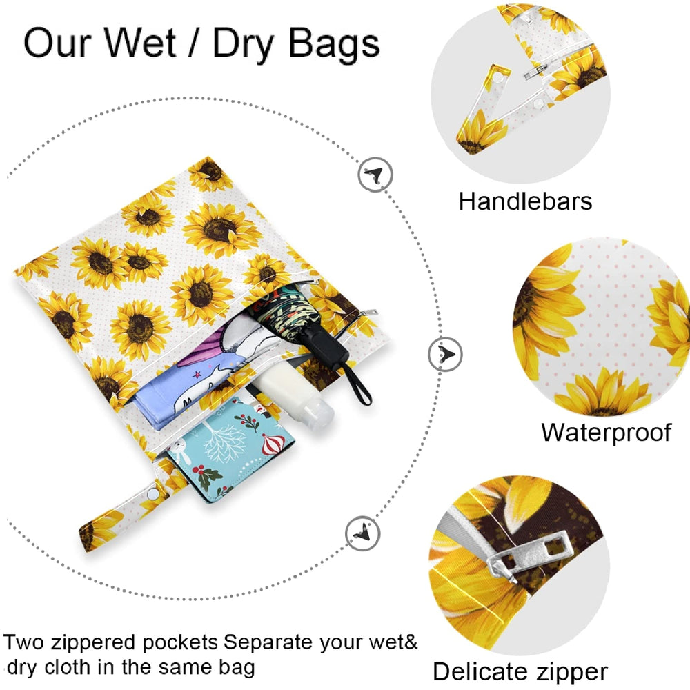 Visesunny wet bag with snap handle attaches to stroller for quick access.