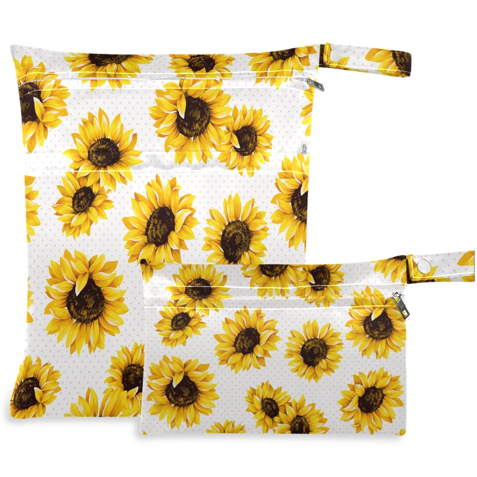Visesunny sunflower wet bag design with odor containment for travel and daycare.