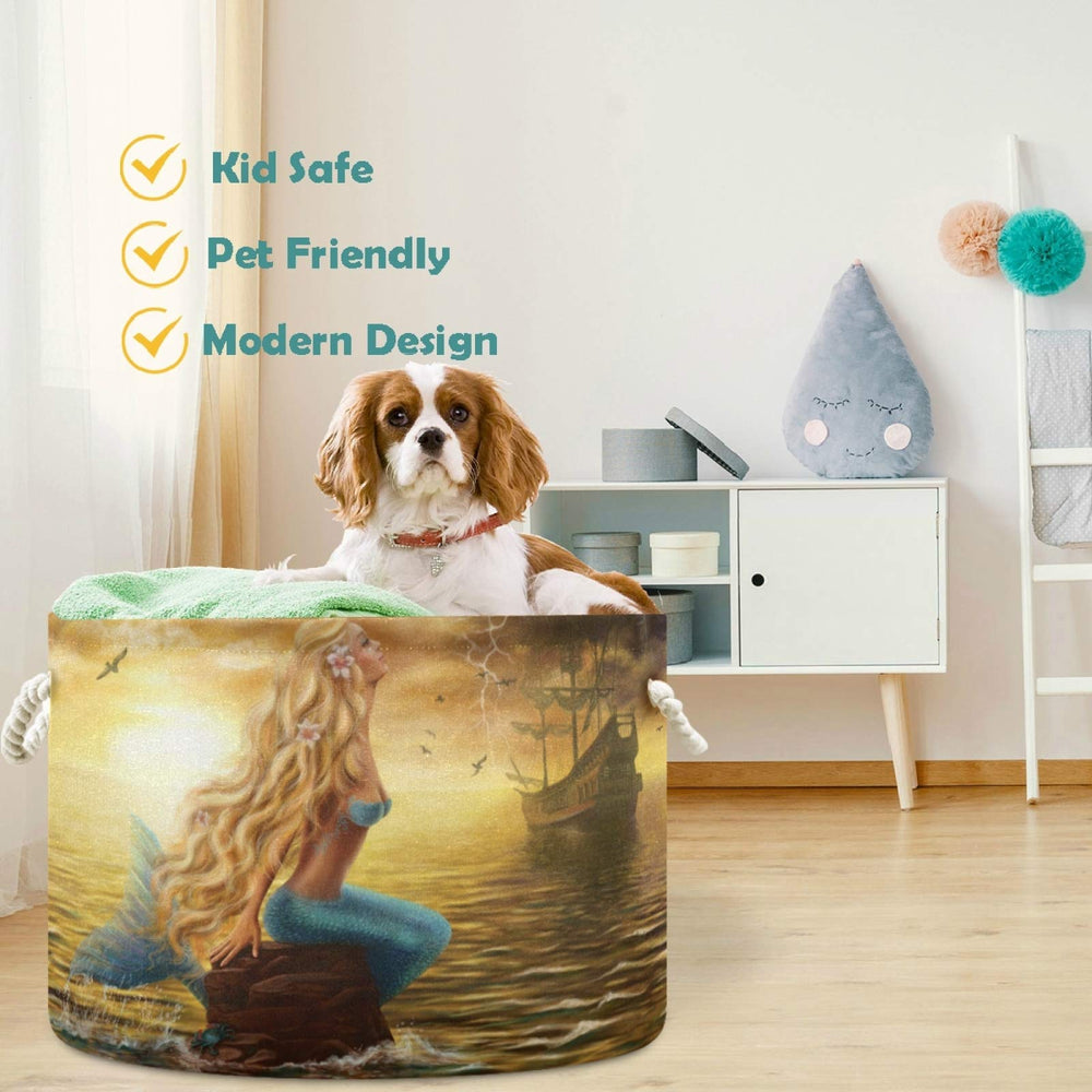 Visesunny XXL cotton rope storage bin demonstrates sturdy shape for organized spaces.