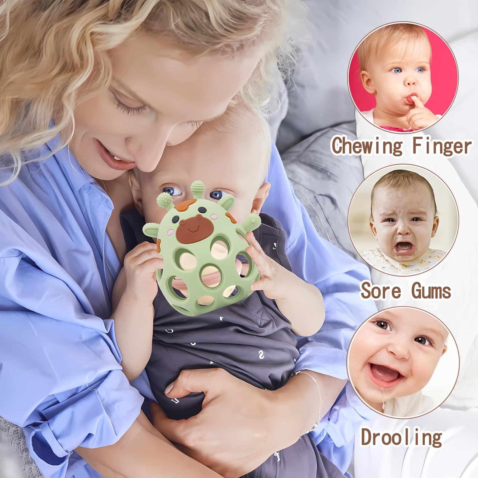VISEWI BPA-free silicone teether ball offers a safe teething option