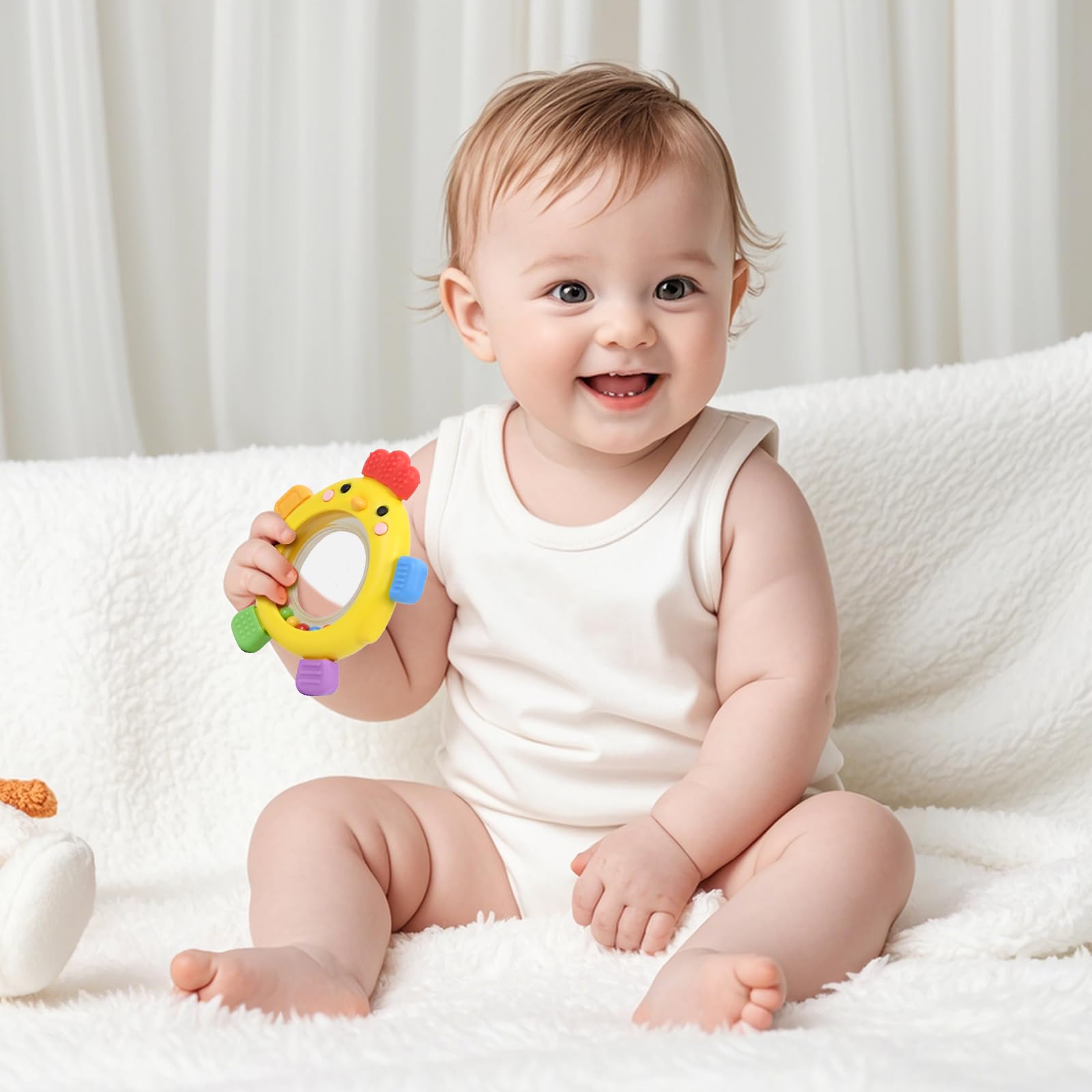 Ideal baby shower gift, the VISEWI two-pack teether set.