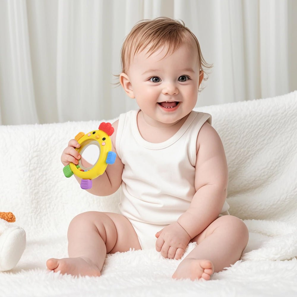 Ideal baby shower gift, the VISEWI two-pack teether set.
