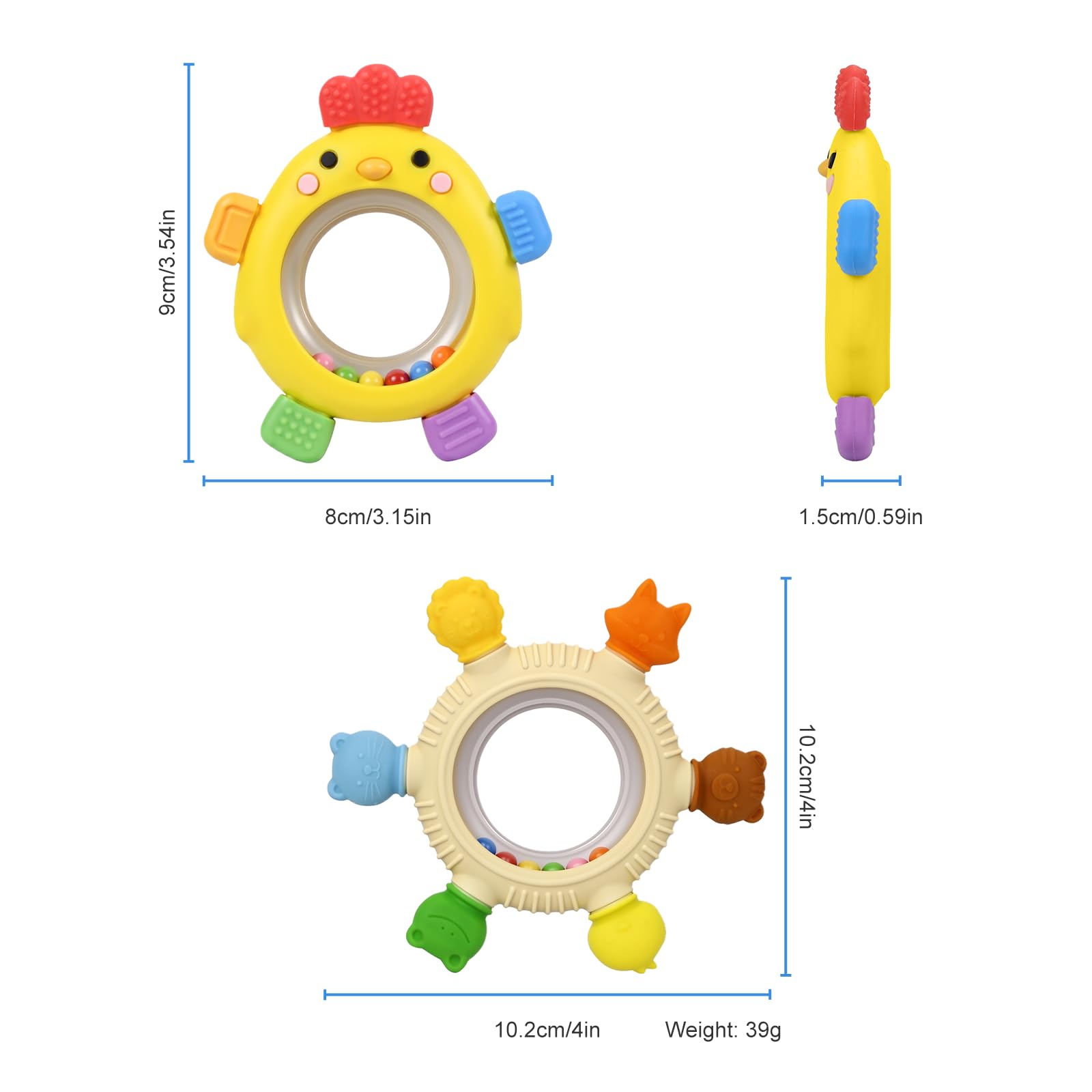 VISEWI ergonomic grip ring helps tiny hands hold and shake confidently.