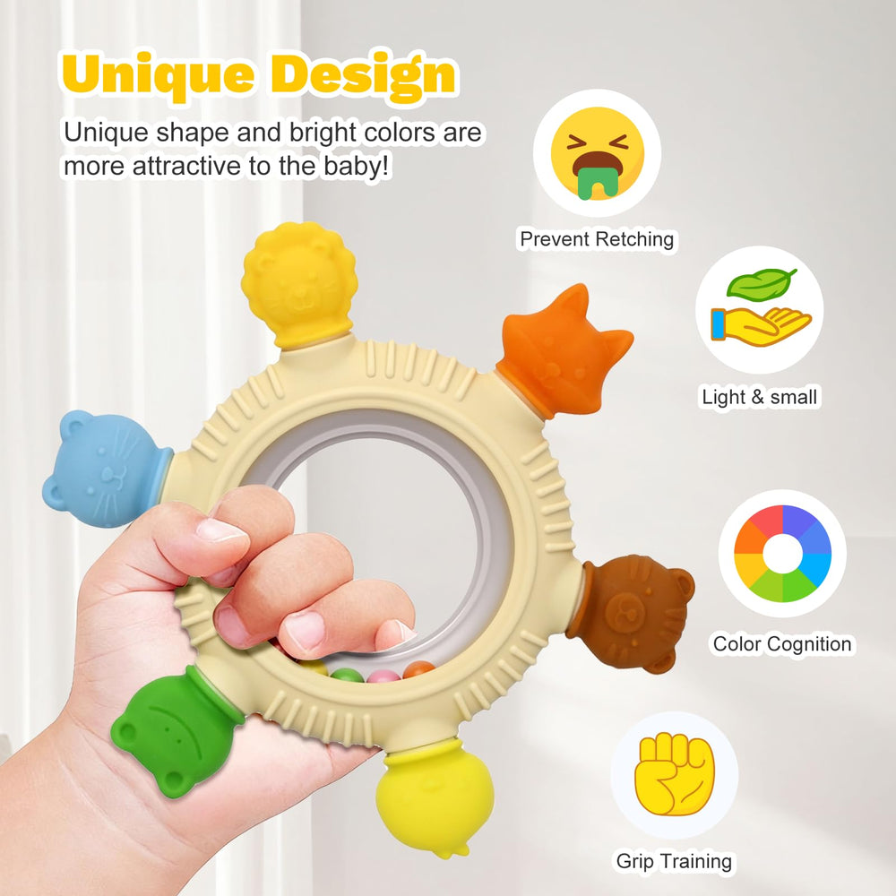Two-pack VISEWI teether set supports early tooth development and discovery.