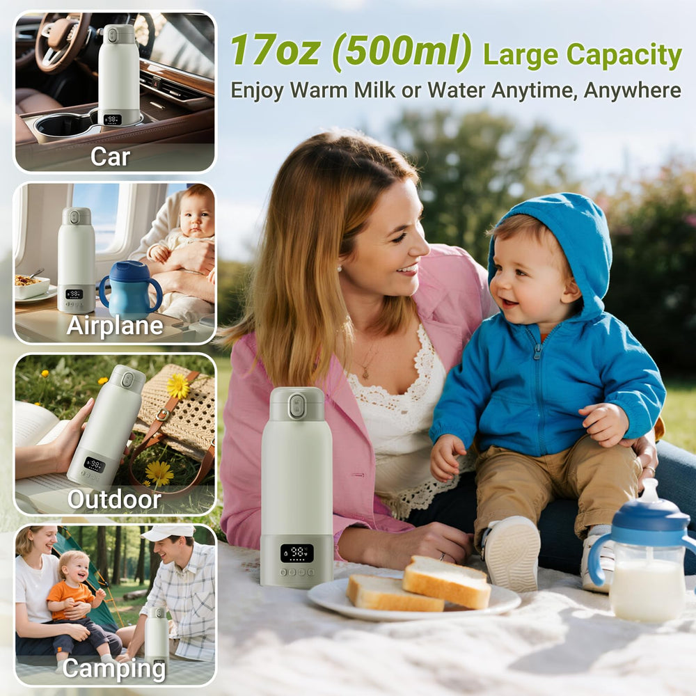 Visnok 17oz bottle warmer highlights large capacity for busy families on the go.