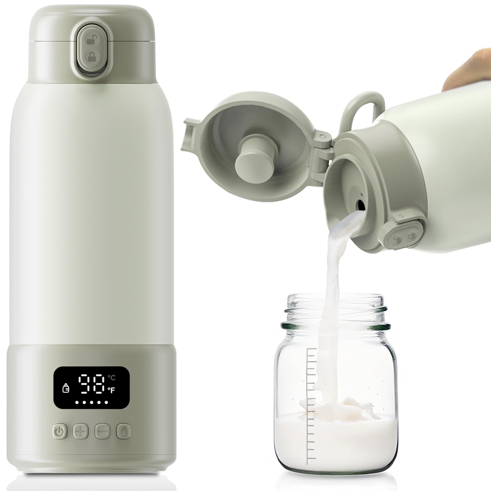 Visnok portable milk warmer shows precise temperature control for exact feeding temps.