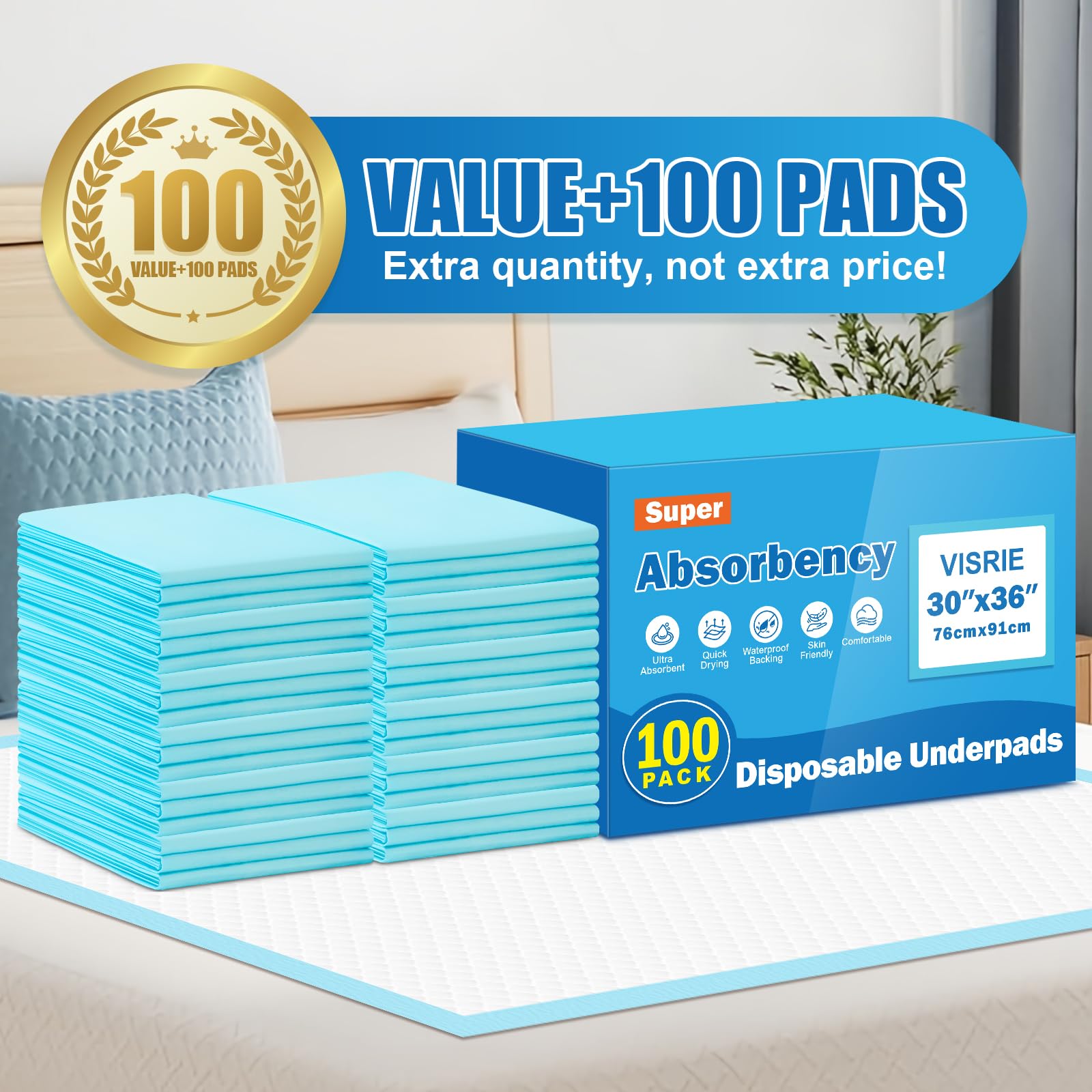 VISRIE disposable chux pads absorb liquids quickly to reduce mess