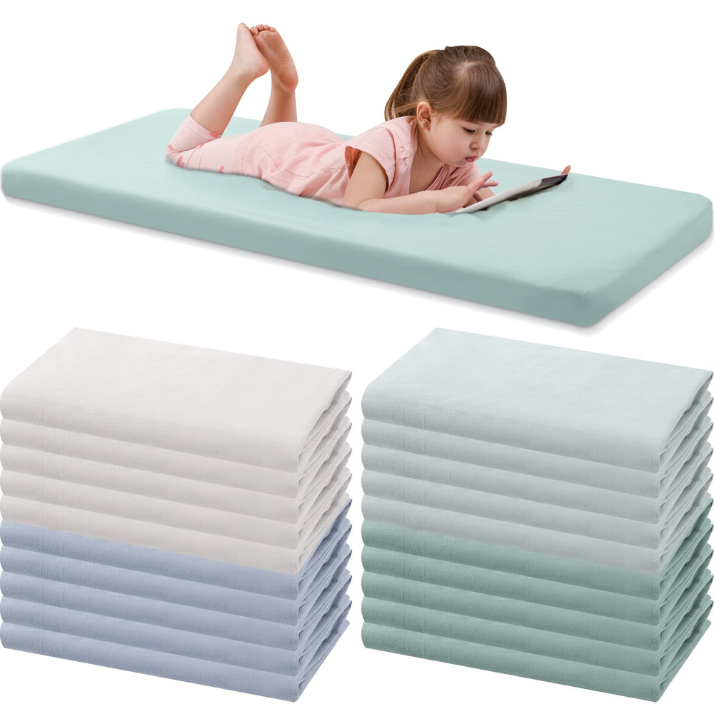 VitalCozy 20-pack crib sheets on display for daycare use