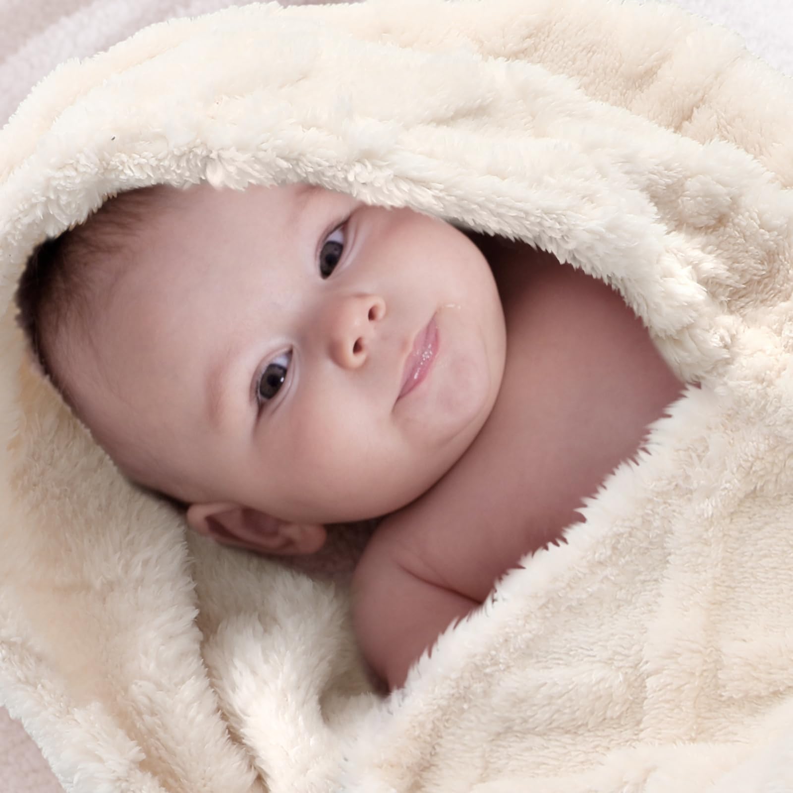 VitalCozy blue baby blanket flat lay showing size
