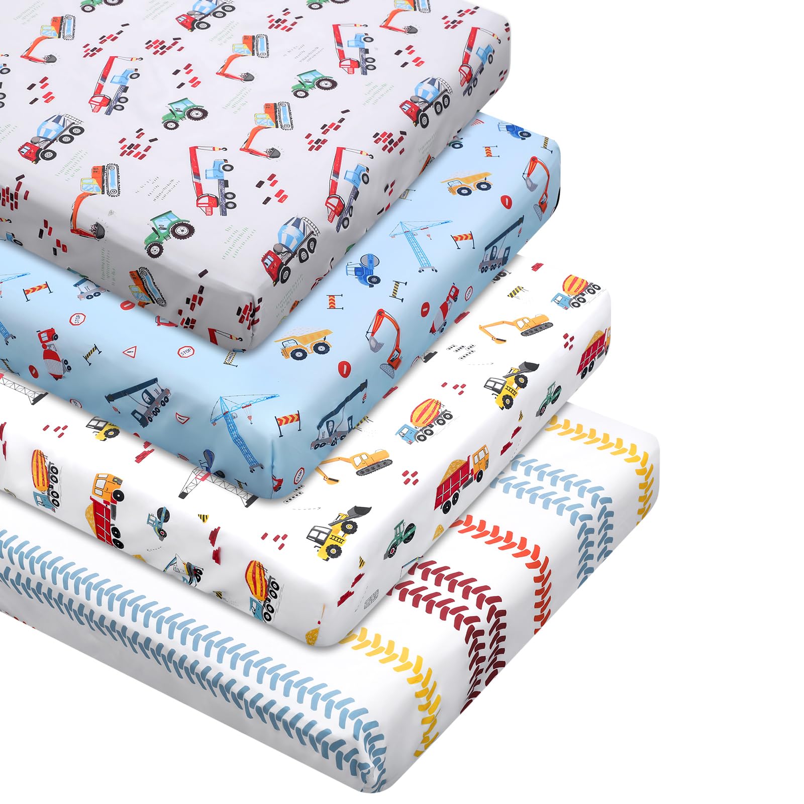 VitalCozy construction truck crib sheet packaging – durable polyester for daily use.