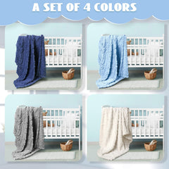 VitalCozy four-pack blue baby blankets, versatile for nursery