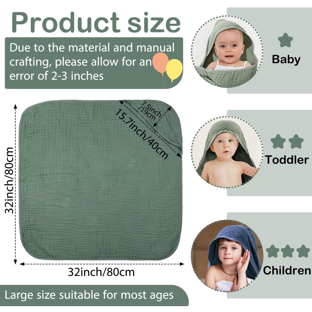 VitalCozy hooded bath towel 32x32 blue for quick moisture absorption