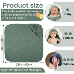 VitalCozy hooded bath towel 32x32 blue for quick moisture absorption