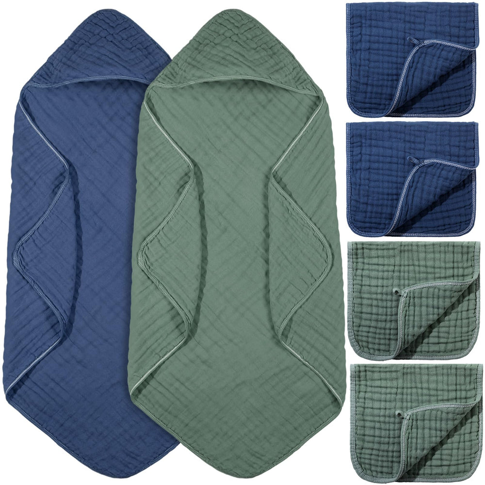 VitalCozy hooded bath towel 32x32 green for quick moisture absorption
