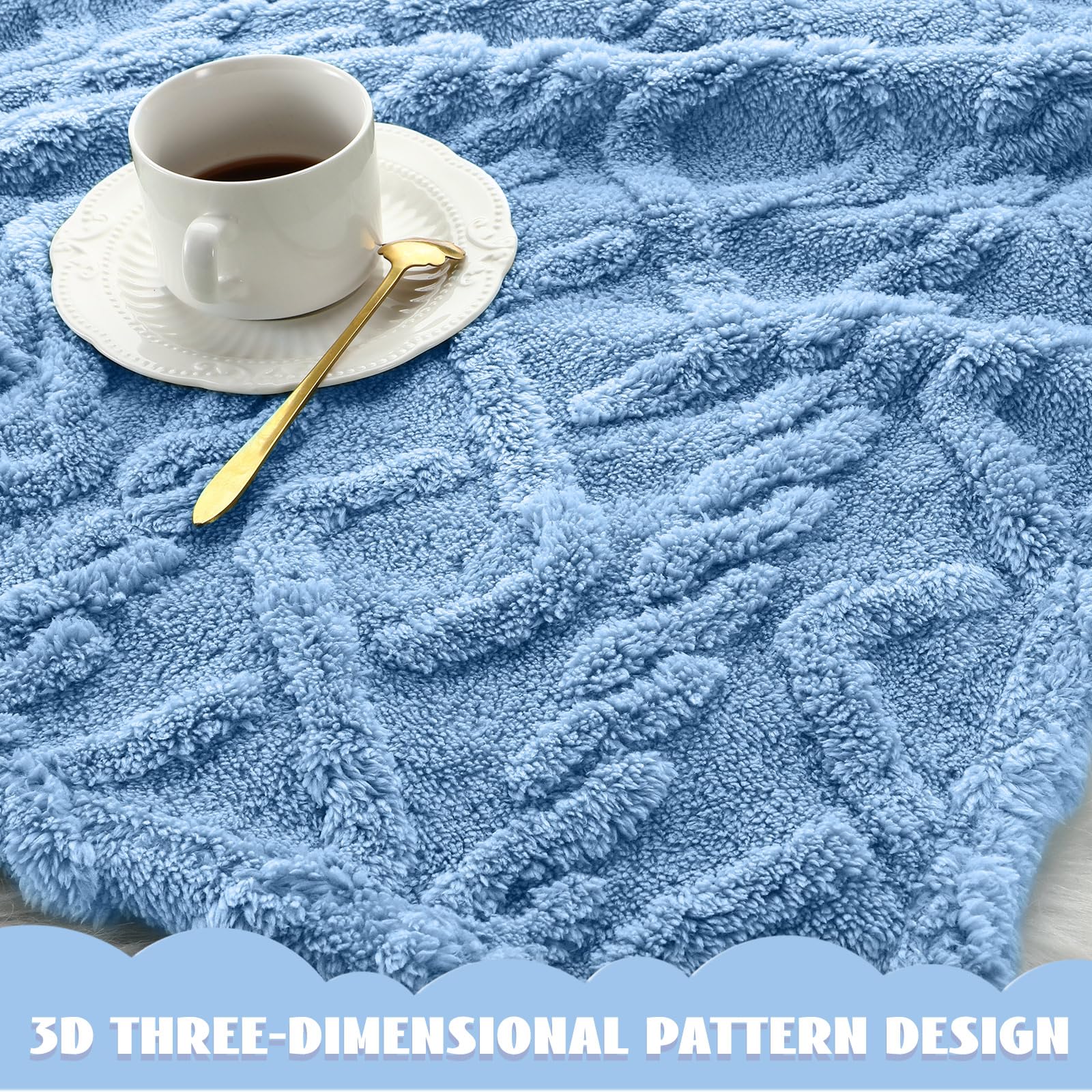 VitalCozy large 30x40 blue baby blanket folded for storage