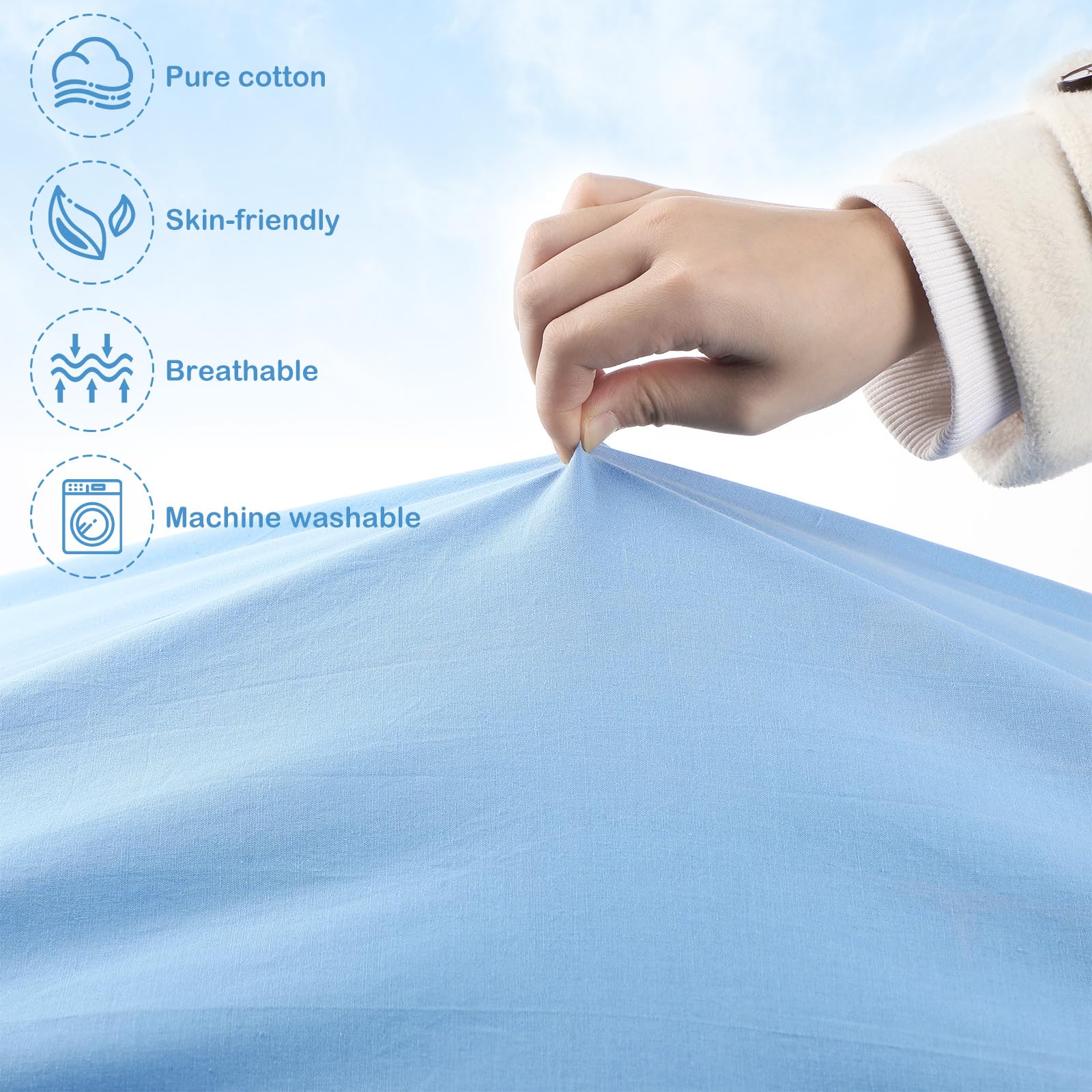 VitalCozy blue sheet; machine washable for quick daycare cleanups.