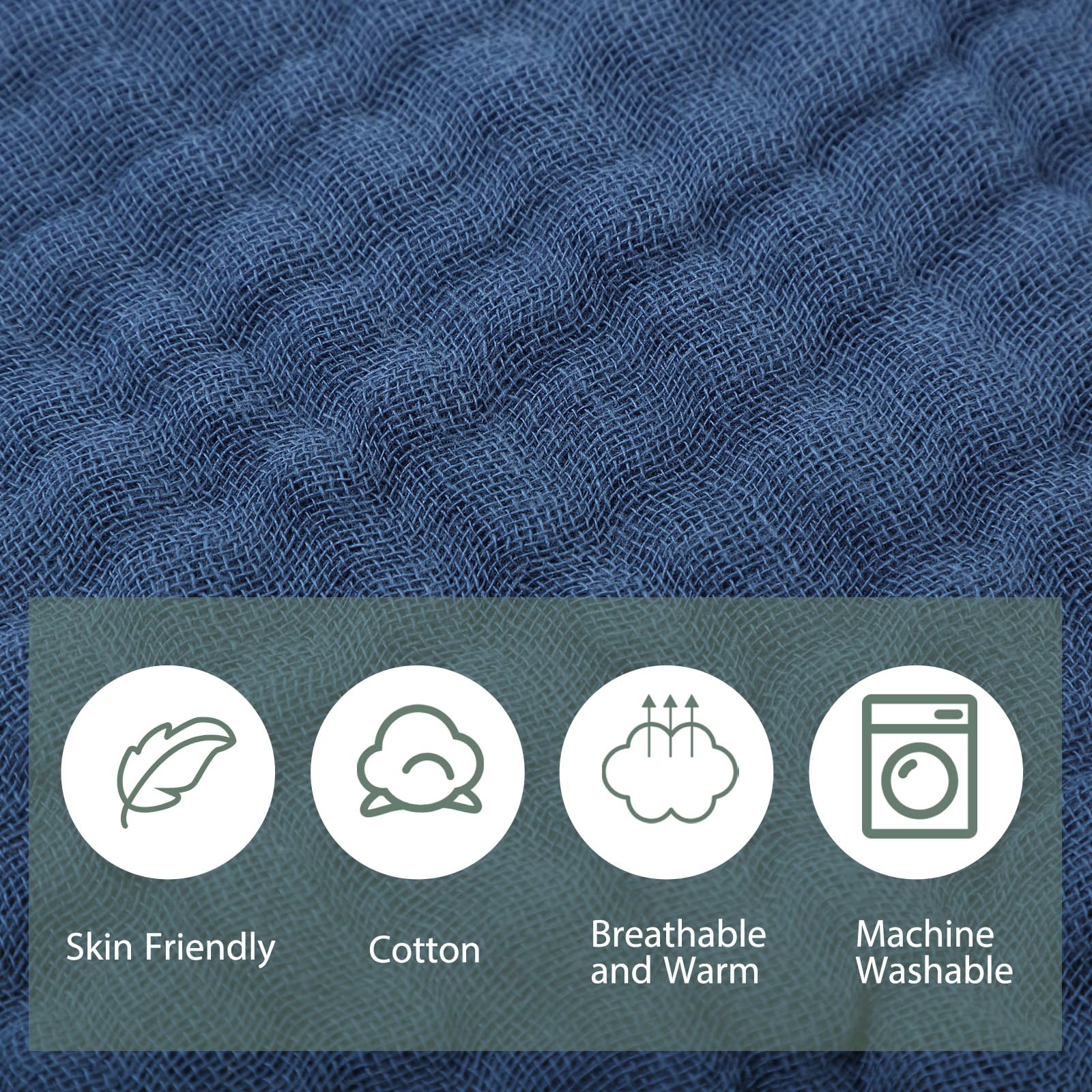 VitalCozy muslin washcloth 8x20 blue for gentle cleansing