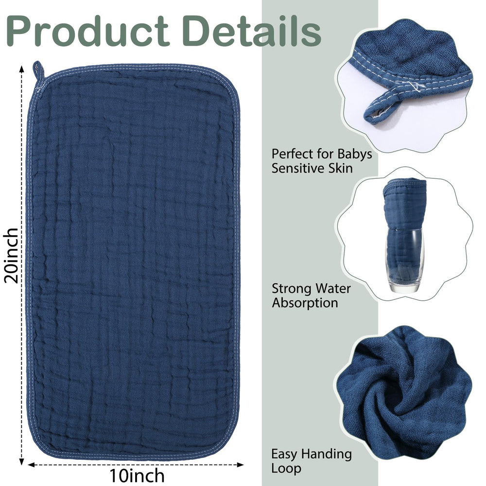 VitalCozy muslin washcloth 8x20 green for gentle cleaning