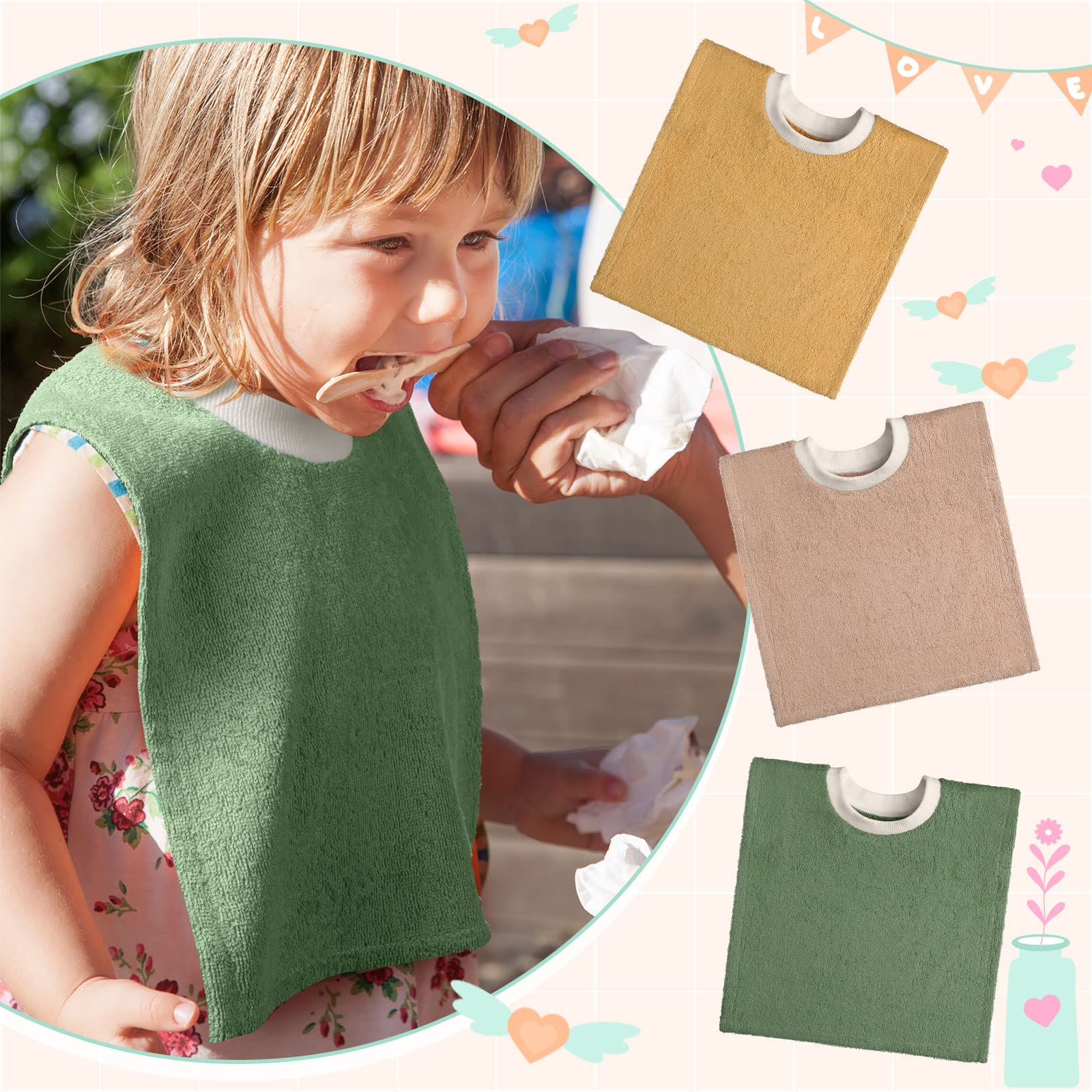 VitalCozy soft cotton toddler bib neck hole for comfy wear.