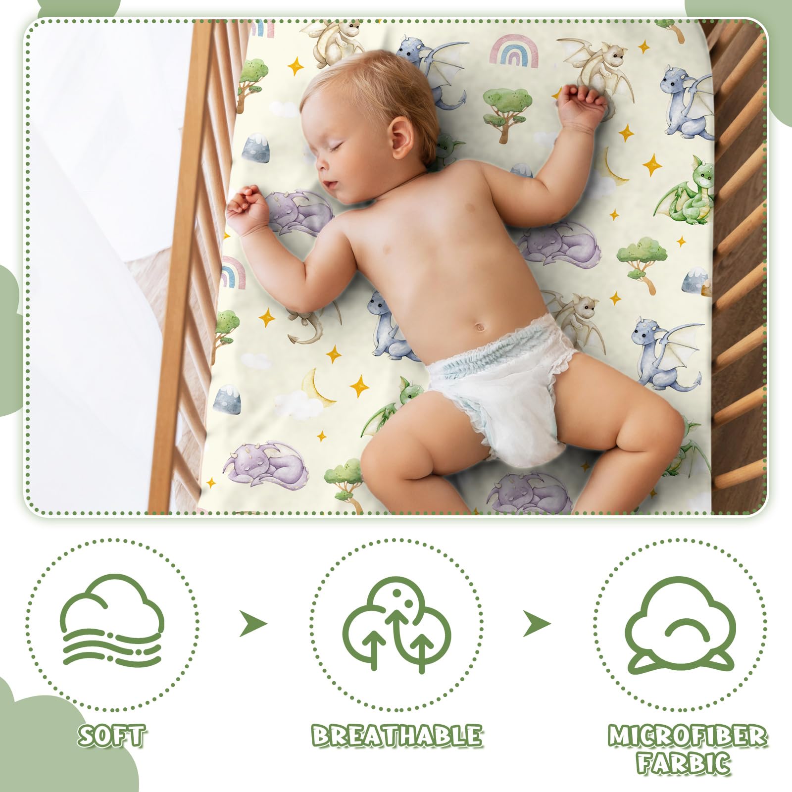 VitalCozy standard crib fit provides snug, safe bedding.