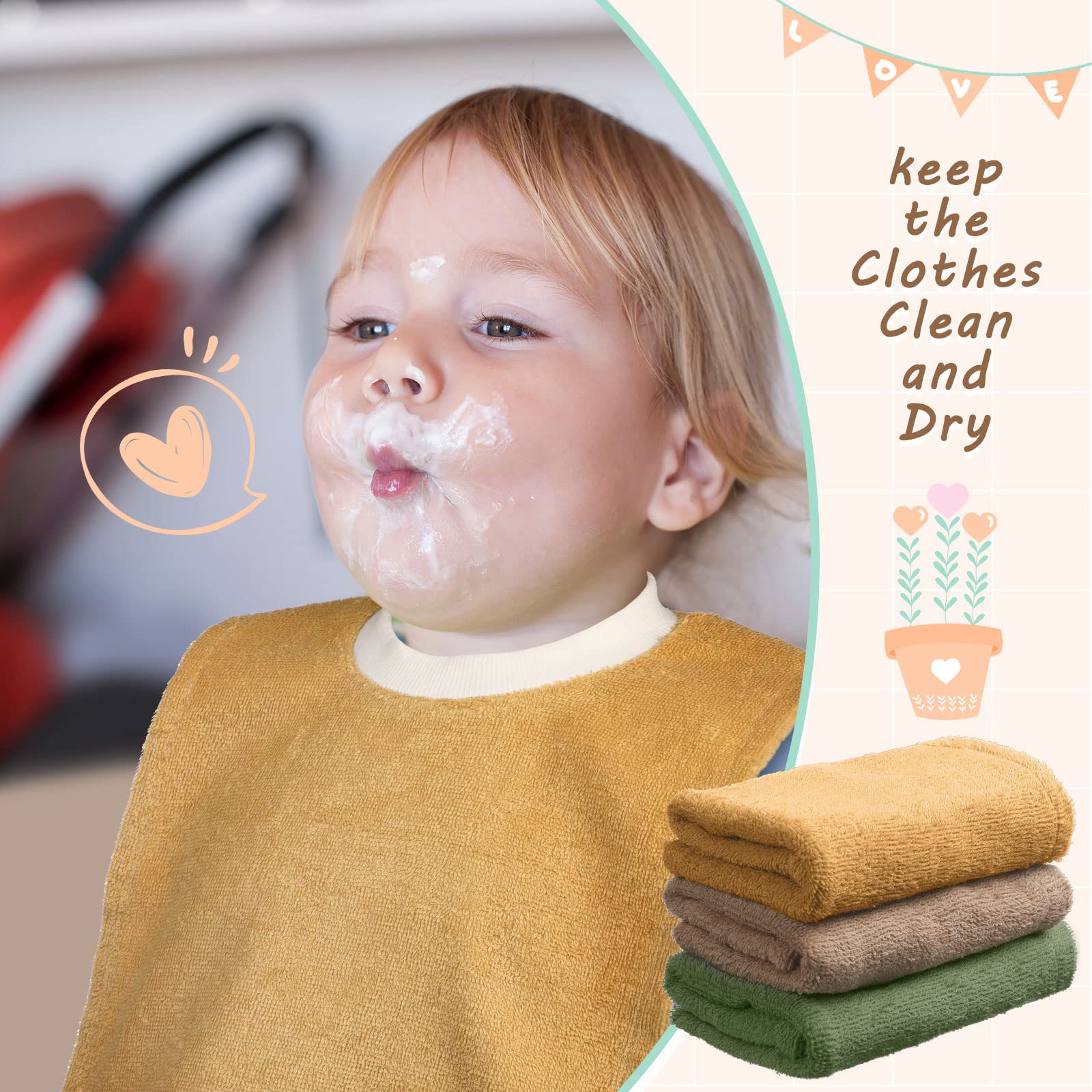 VitalCozy washable baby bib suitable for machine washing and air drying.