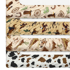 VitalCozy crib sheet on a standard crib, featuring classic colors for versatile nursery styling.