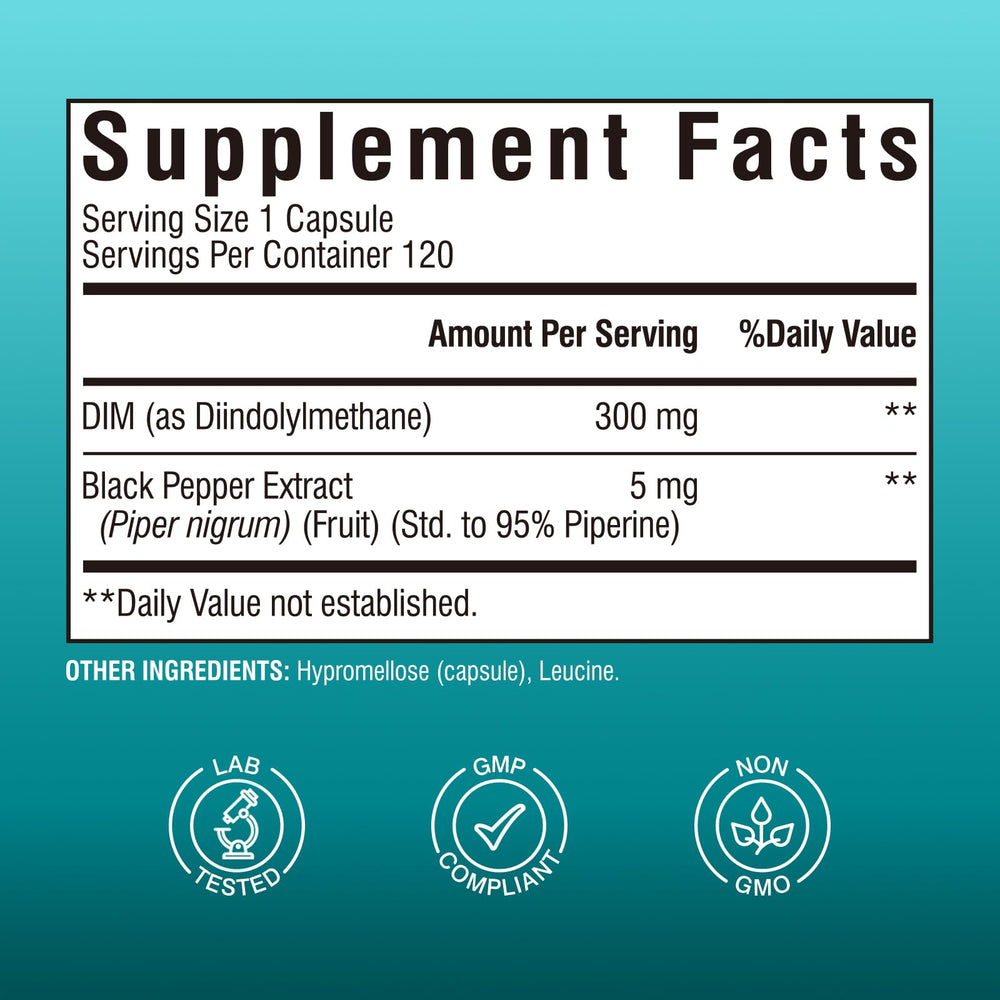 Vitalibre DIM with black pepper extract pour emphasizing absorption support.
