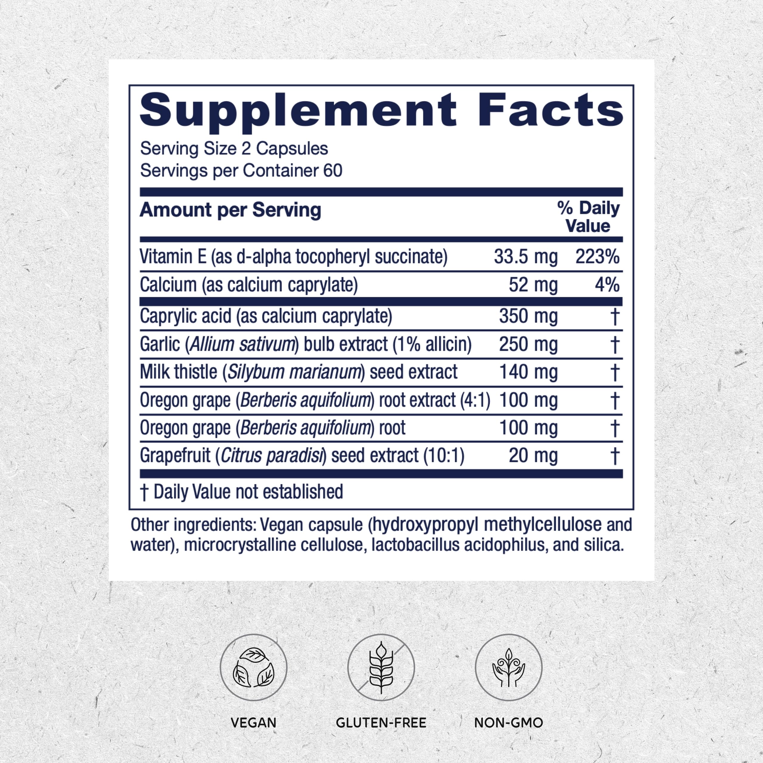 Vitanica Candidastat capsules closeup on vegan capsules.