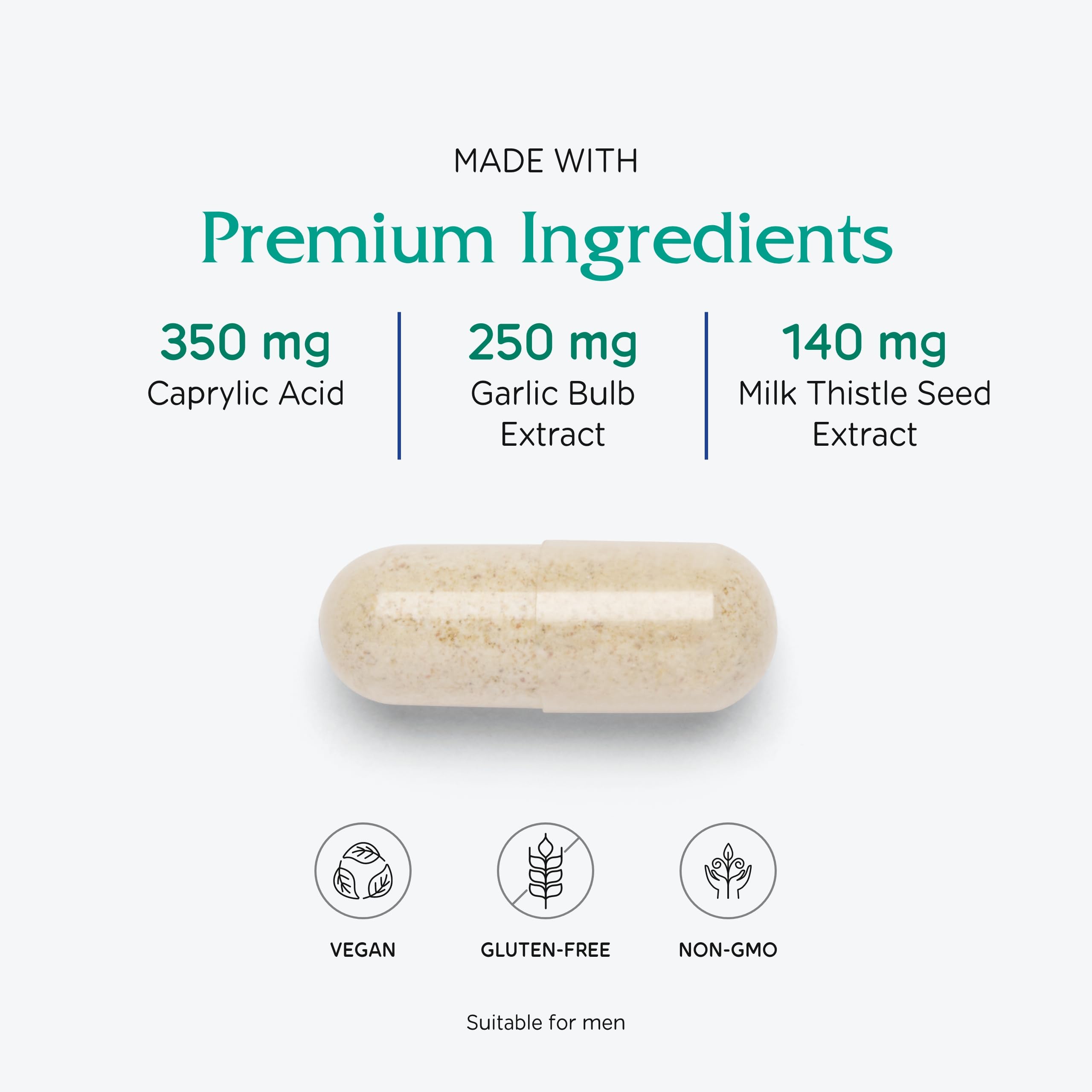 Garlic extract in Vitanica Candidastat shown for botanical support.