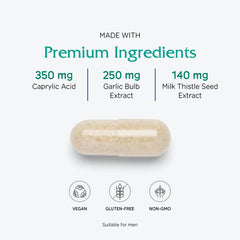 Vitanica Candidastat vegan certification label signals plant-based ethics.