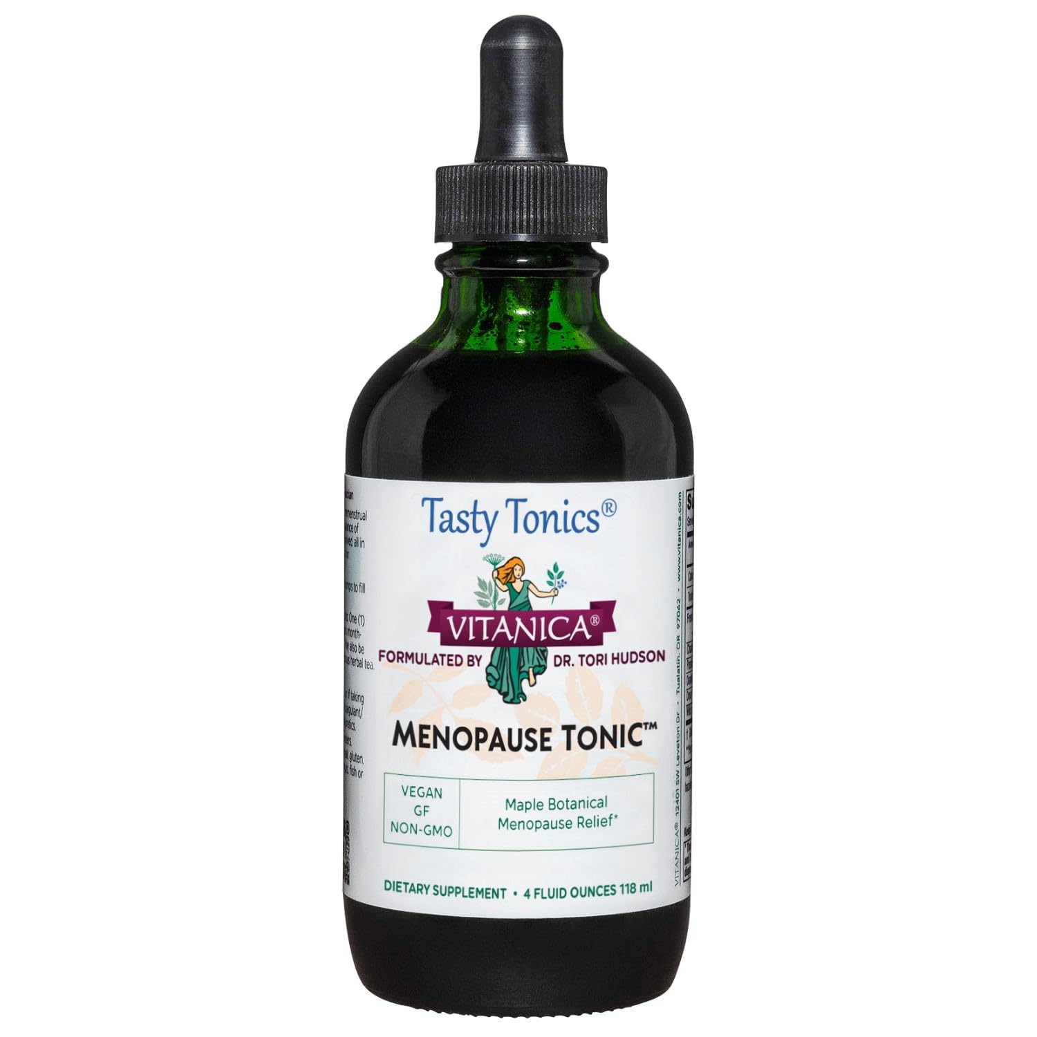 Vitanica Menopause Tonic bottle with maple flavor for daily symptom support